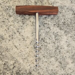 Nevco Vintage MCM Rosewood Handle Metal Corkscrew
